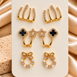 Combo Set of 3 Pairs Stud For Women & Girls