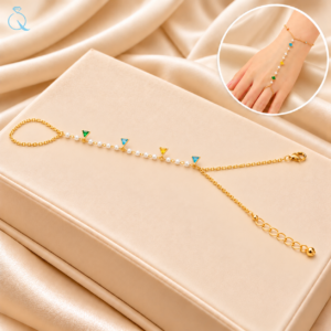 Gold-Plated Pearl Hand Chain For Women and Girls