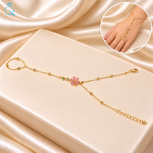 Gold-Plated Floral Hand Chain For Women and Girls