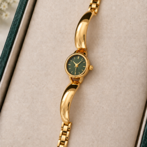 Gold-Tone Round Analog Watch For Women & Girls
