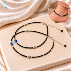 Black Beads Anklet For Women and Girls
