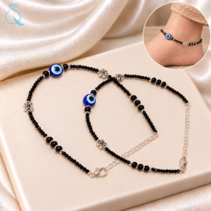 Black Beads Anklet For Women and Girls