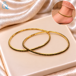 Golden Black Diamond Anklet For Women and Girls