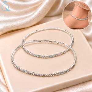 Silver Rainbow Tone Anklet For Women and Girls